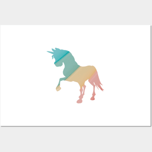 Colourful pastel rainbow unicorn Posters and Art